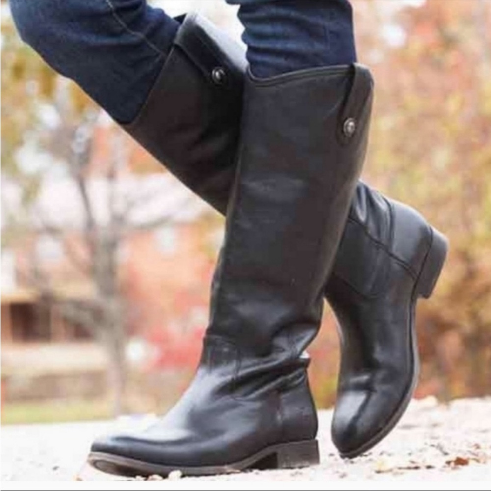 Frye Melissa Button Pull Tab Black Riding Boot 👢